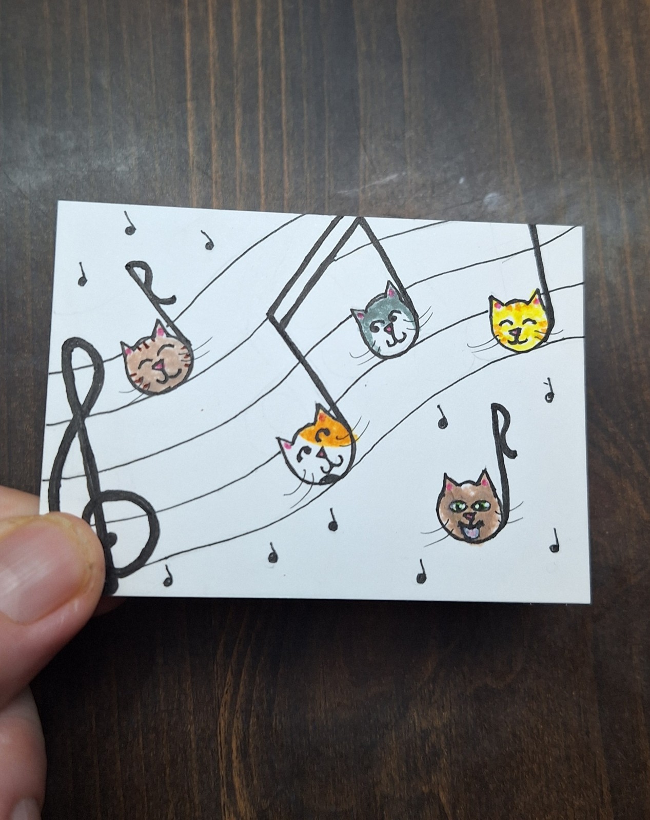 ACEO Original Kitty Cat Miniature Watercolor Painting by Sandrajean Smith