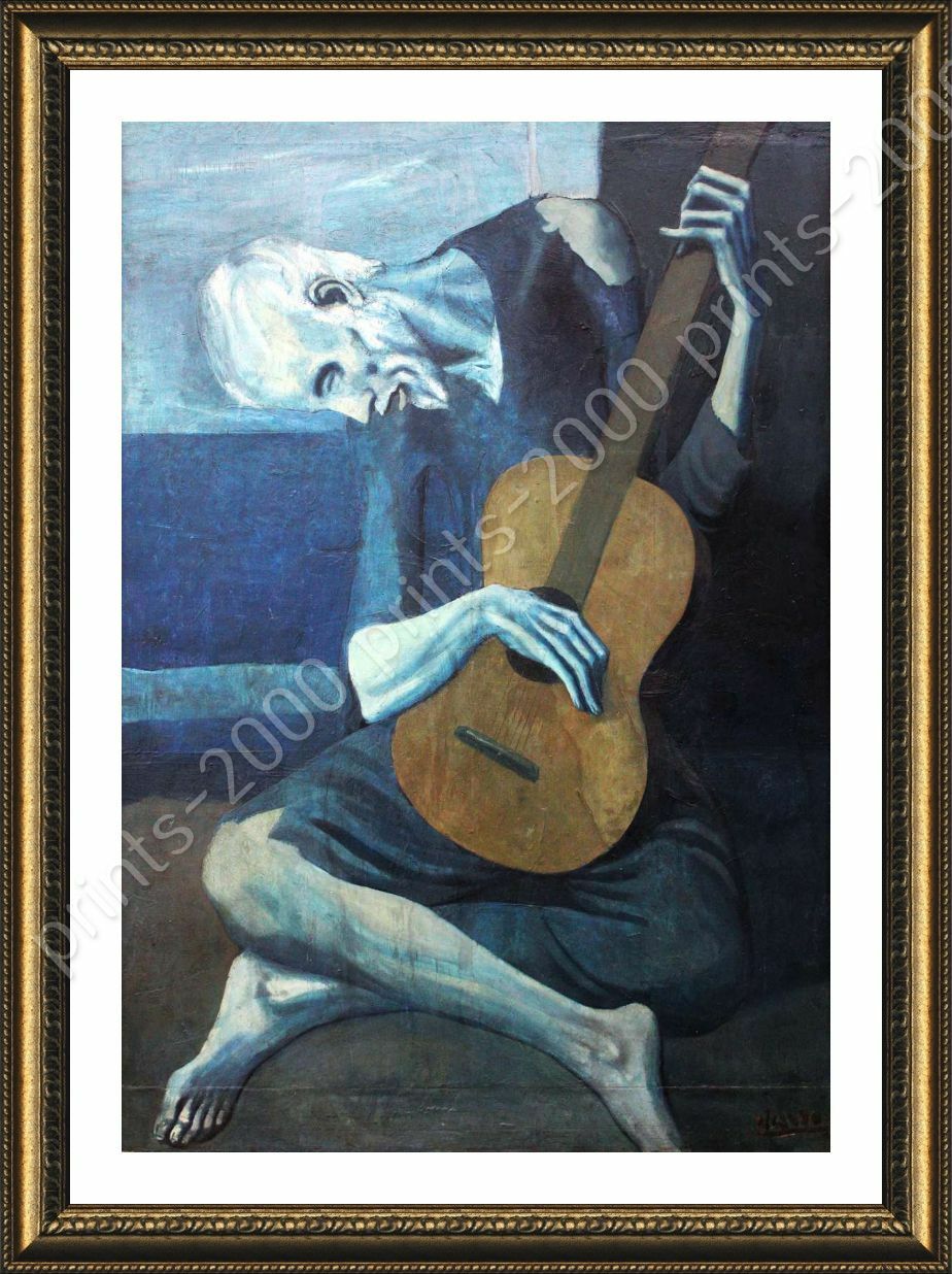 The Old Guitarist by Pablo Picasso | Framed canvas | Wall art painting poster