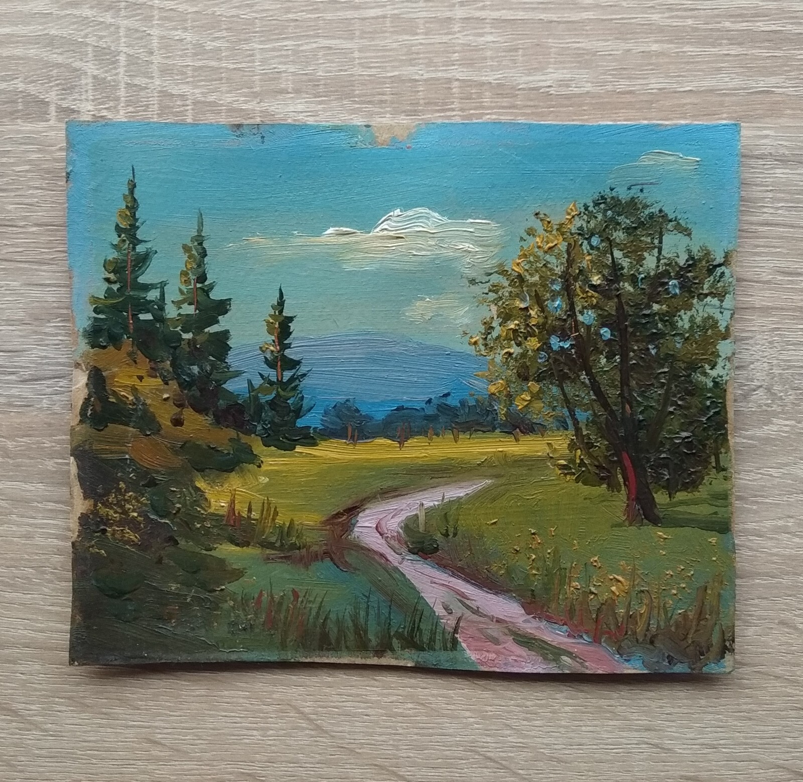 Summer Landscape Vintage Original Oil Painting soviet Ukrainian Artist 1992