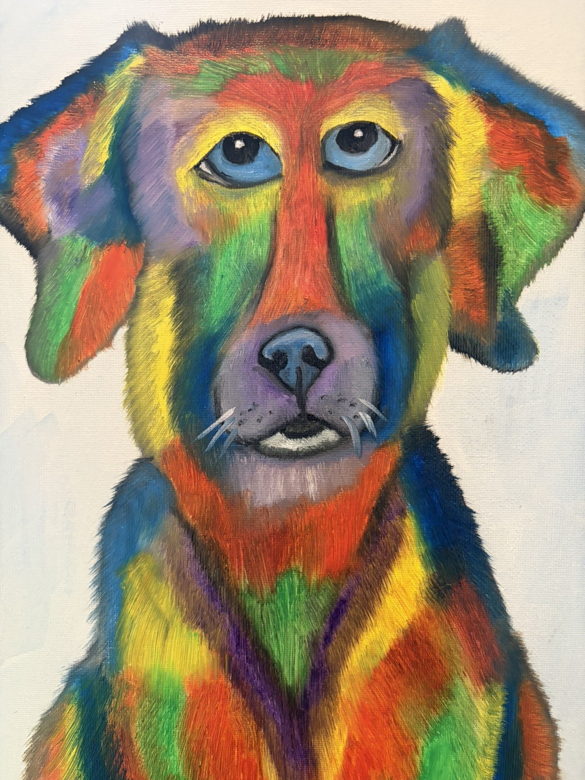 Original oil painting 11 x 14 inches beautiful colorful abstract dog