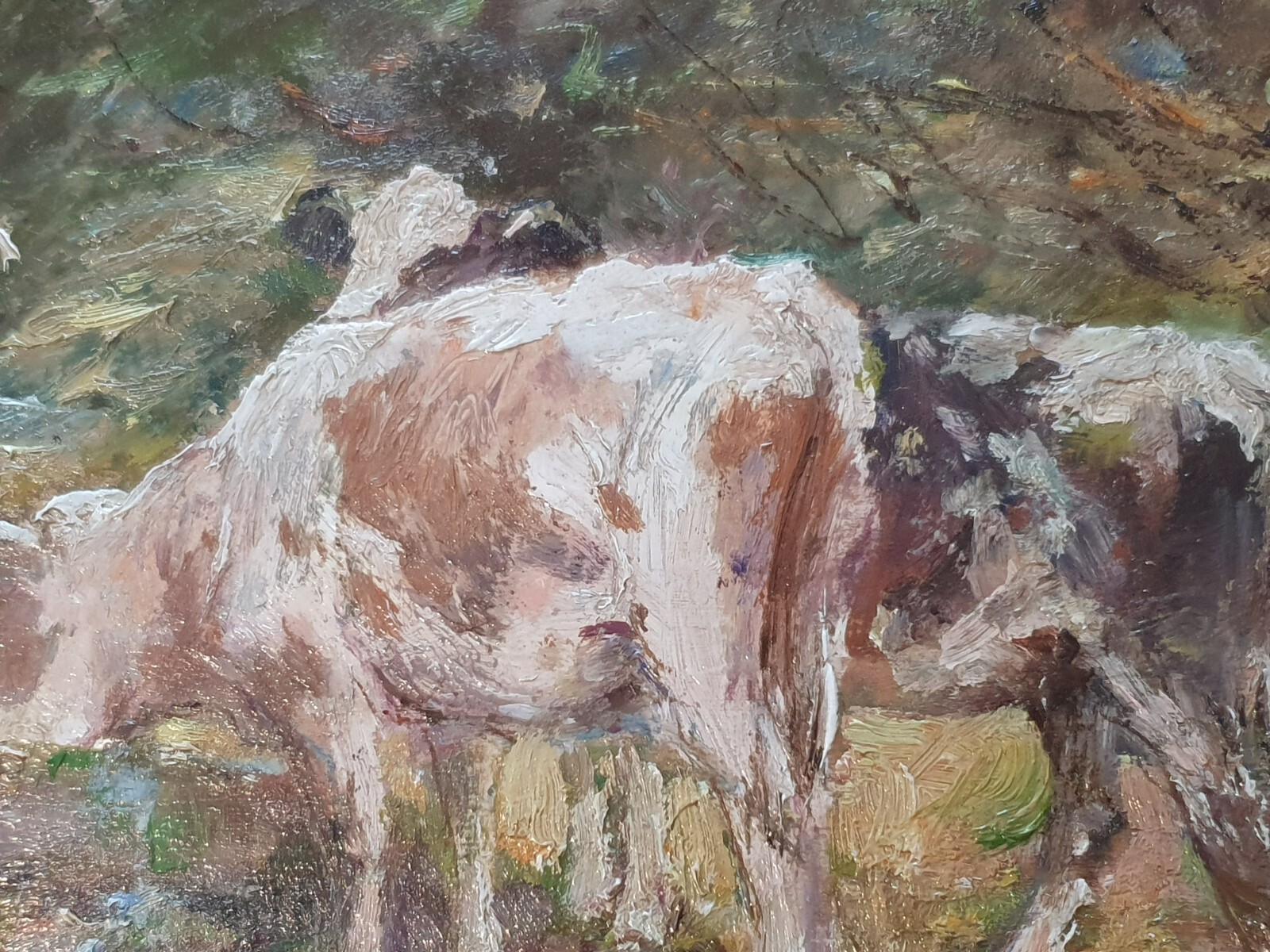 George Smith – British Impressionist – oil painting with cows -circa 1930