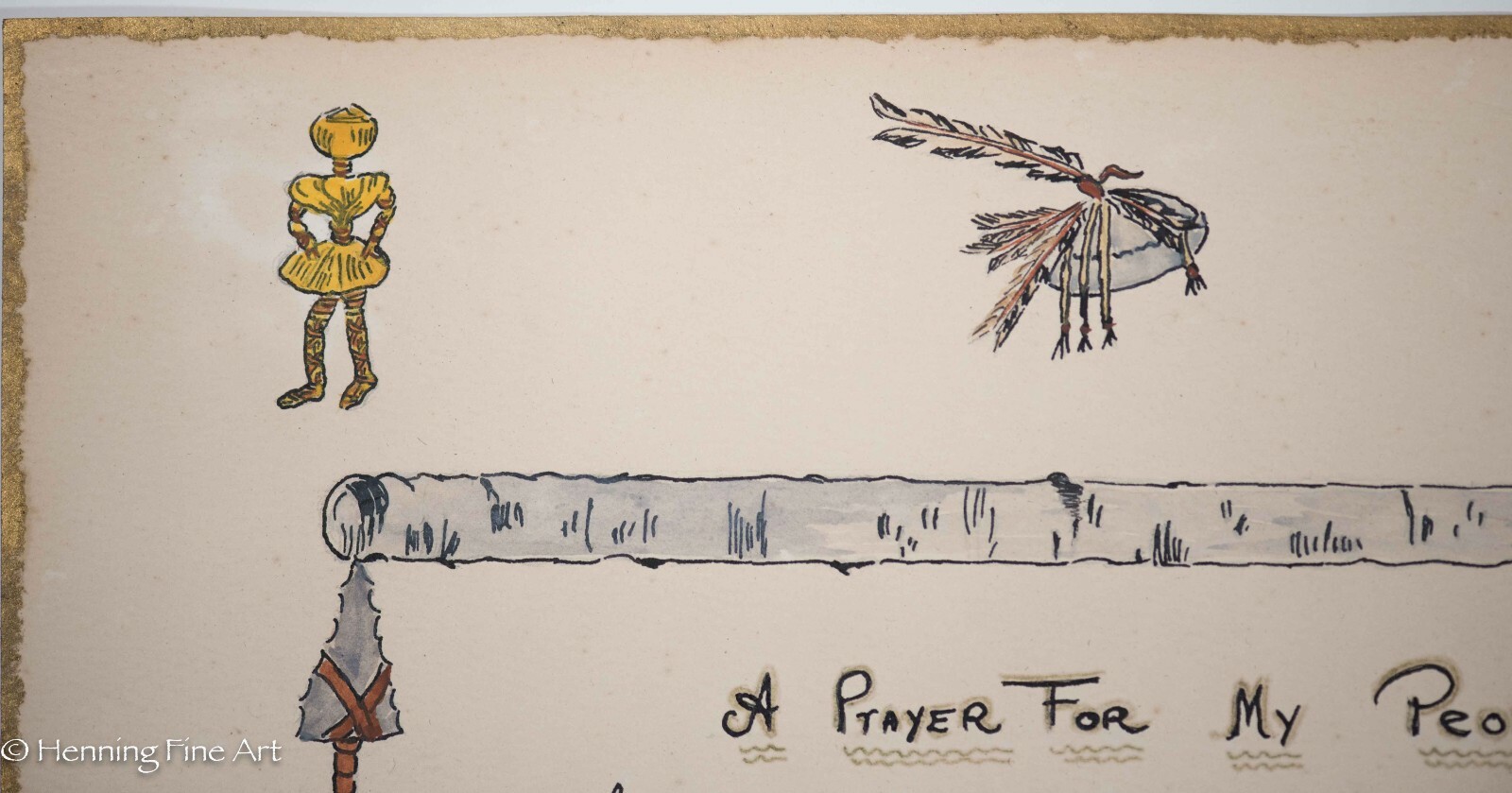 Fine Seneca Native American Hand Written Poem and Watercolor by Reva Berkmeyer