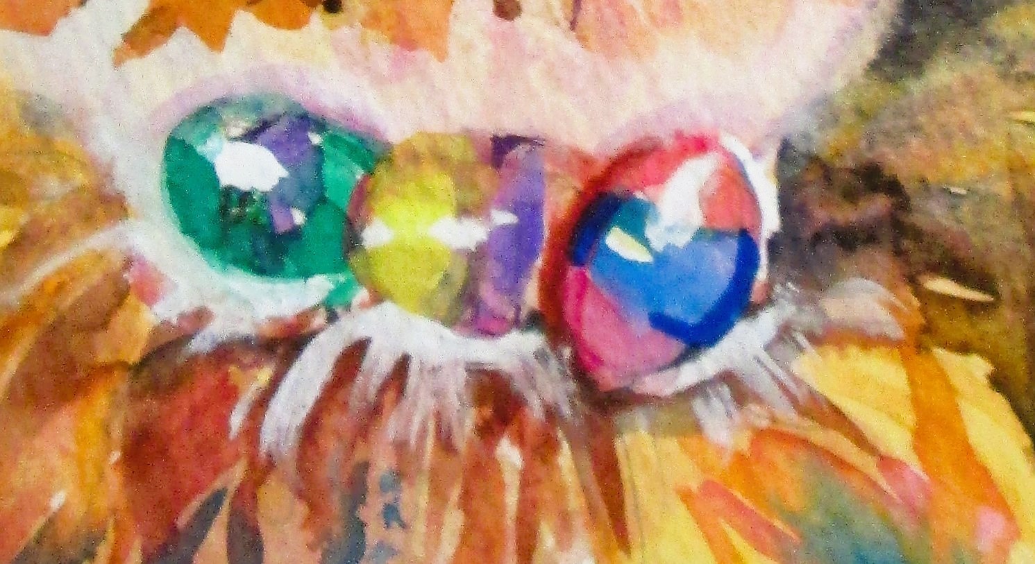 Delilah Chicken Easter Eggs impressionism original watercolor