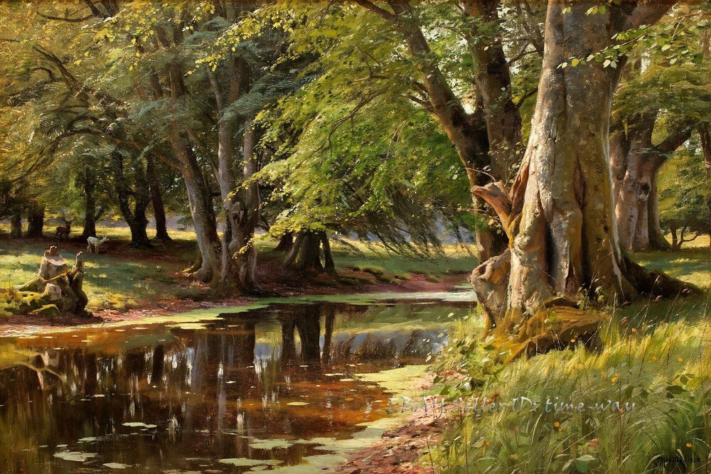 Forest Creek Landscape Oil painting Wall Art Giclee Printed on canvas P750