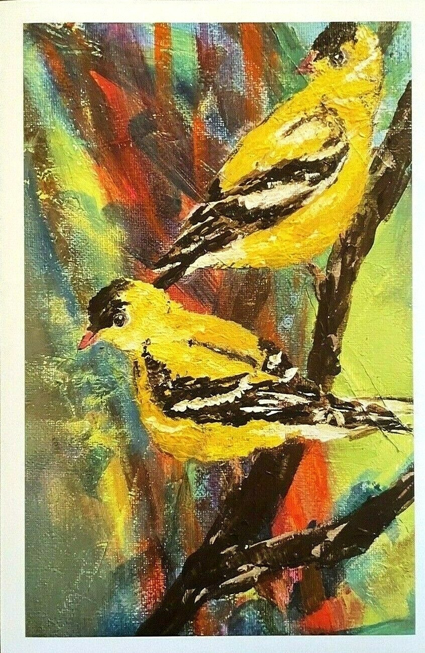 Giclee Deep Matte Art Print- Adorable Goldfinches:Bringing harmonious connection