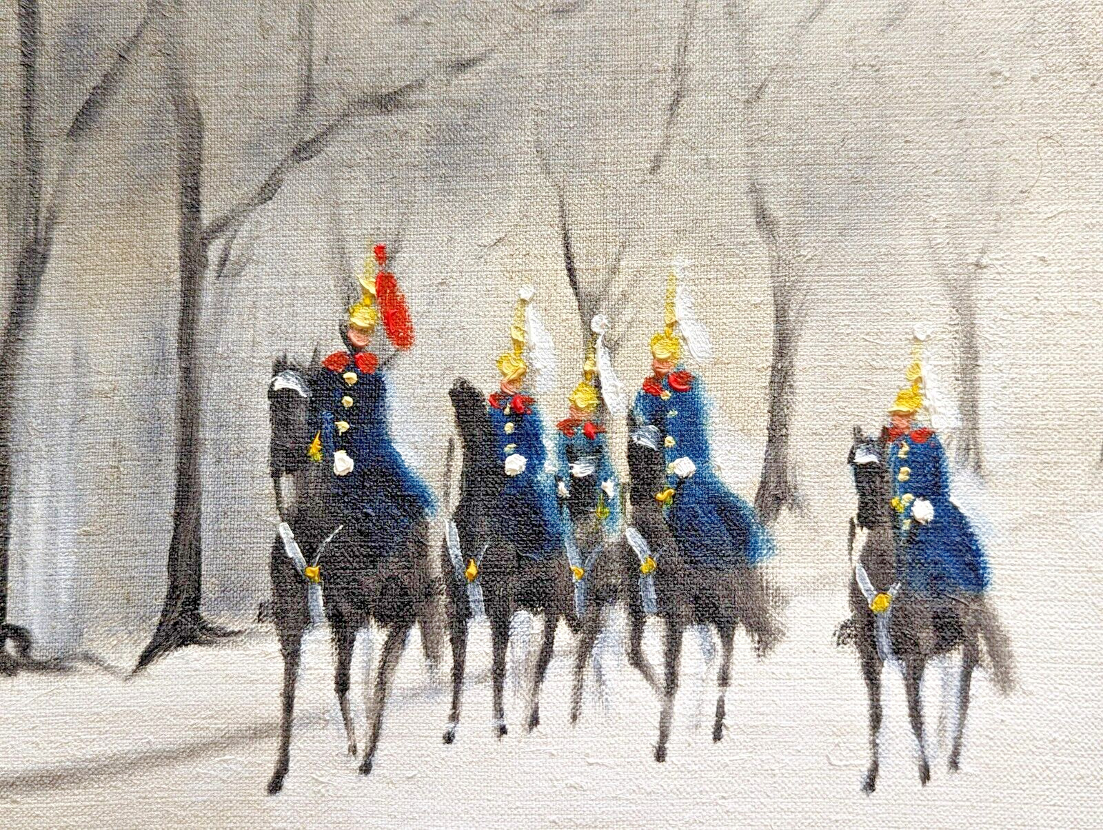 Local Pickup Original Framed «Queens Guard» Oil on Canvas H. Mann 17.5 x13.5