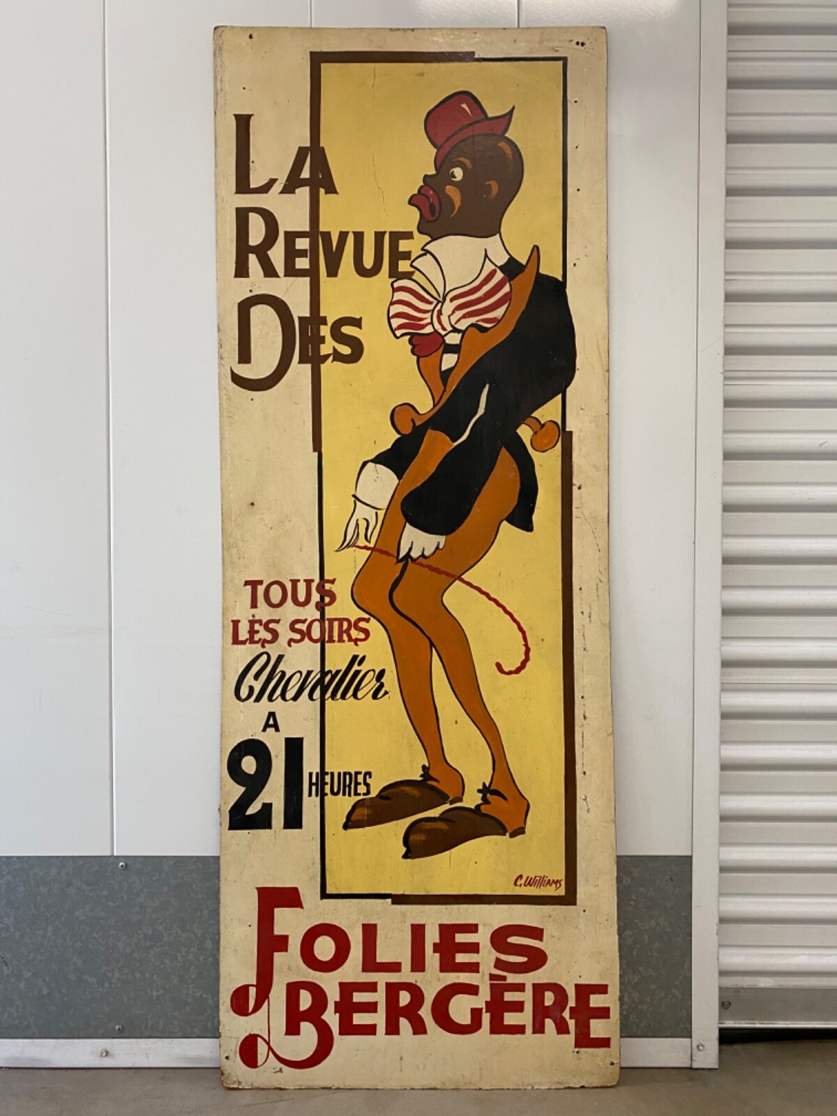 🔥 RARE Important French Folies Bergere Paris Cabaret Sign Painting, 1930s – WOW