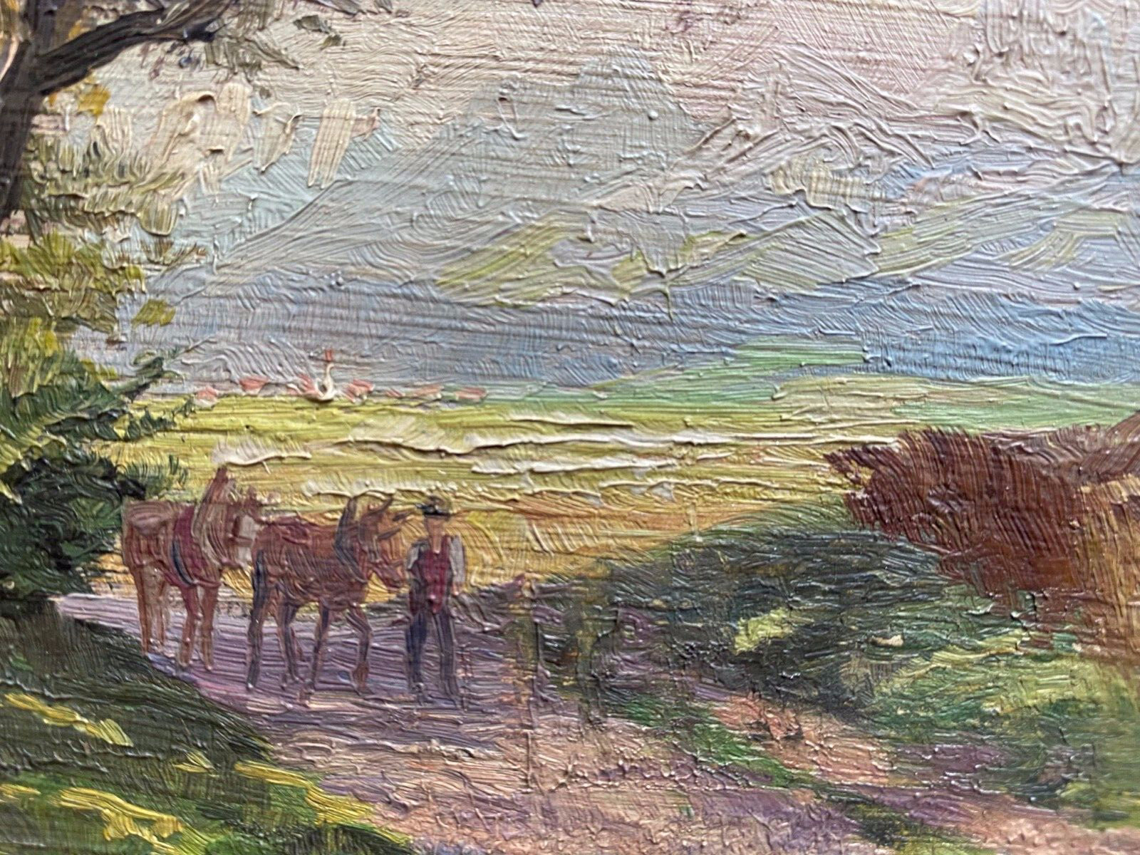 ::ÖLGEMÄLDE HANS HOLZAPFEL (1884-1960) BEZ. CHIEMGAU BLICK AUF WALDWEG MIT PFERD