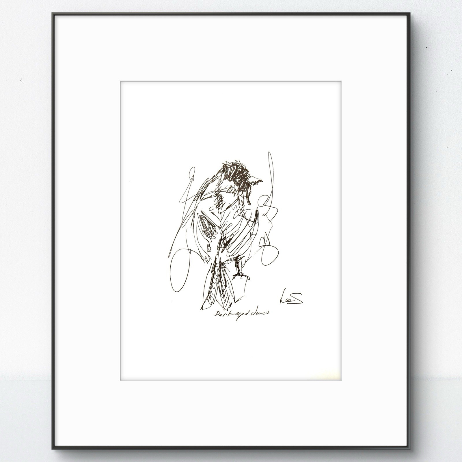 Original Abstract Expressive 9X12 Paper Pen and Ink Bird Handmade Signed 12