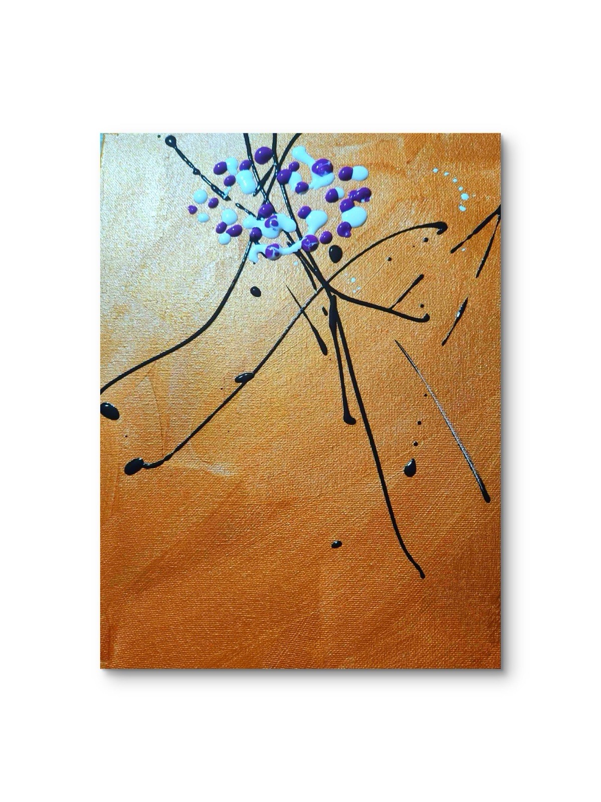 Abstract Berries Bronze White Purple Modern Original Art 14X11 Canvas Acrylic