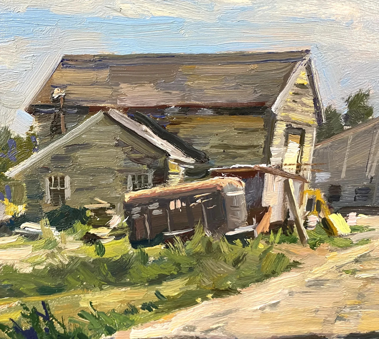T.M. Nicholas Impressionist New England Landscape Oil Painting, N.H. Farm