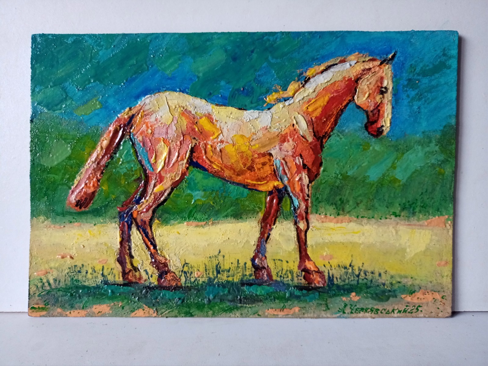 Horse Impasto Painting Original Art Impression Oil Painting 7.8 x 11.8 in
