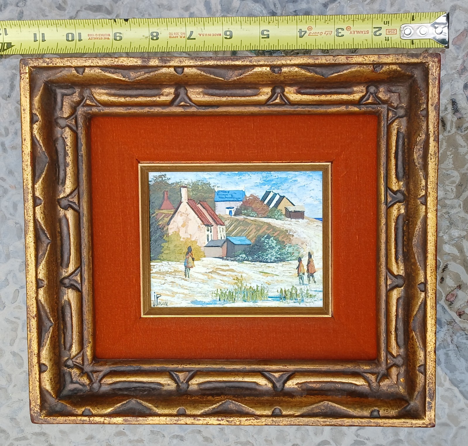 Vintage Original Oil Painting On Board Signed J. PASCIN Framed Farm Landscape