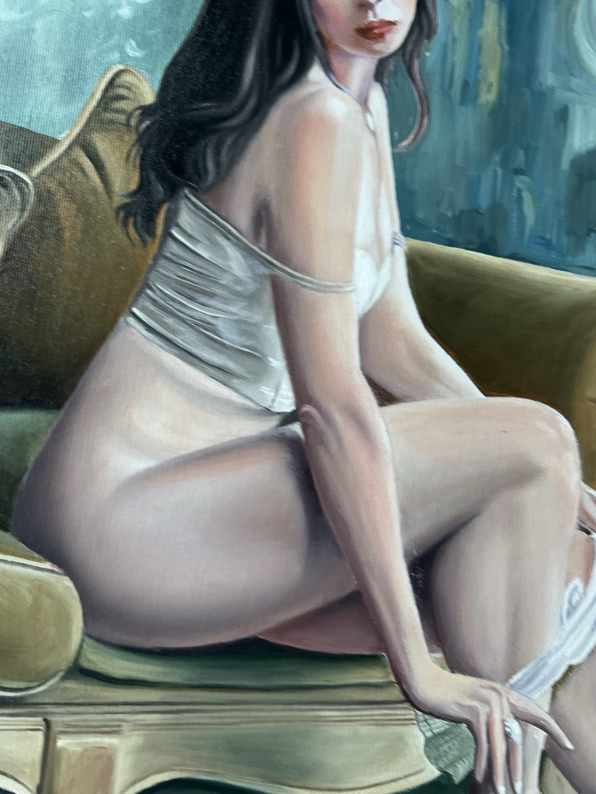 Original Oil Painting, Portrait, Female Figure, Modern Art 20×23,6 Inch