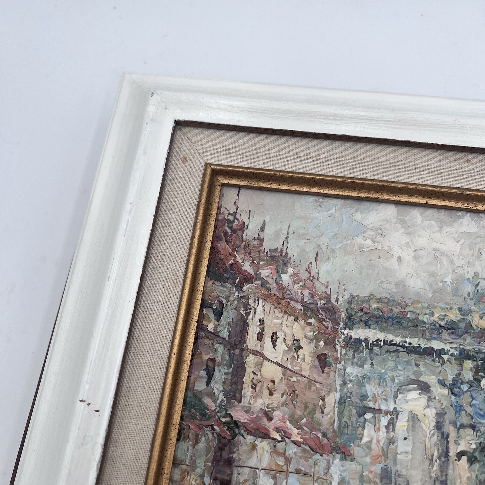 ORIGINAL 70s MARIE CHARLOT Framed Impasto Oil Painting Paris Street Scene Signed