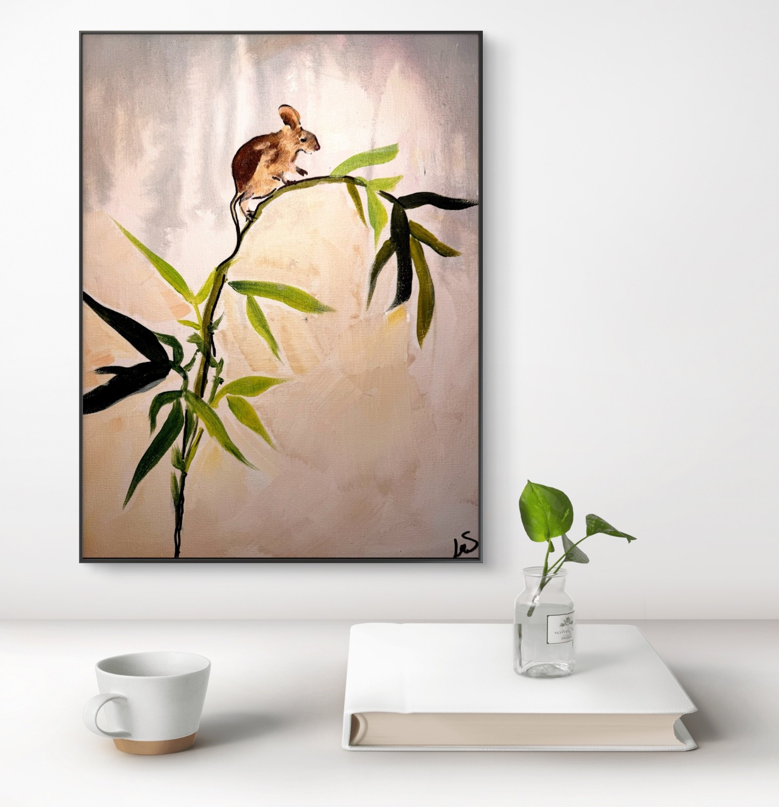 Original Abstract Expressionism 12×16 Mouse Handmade Signed Cute Fine Art 17