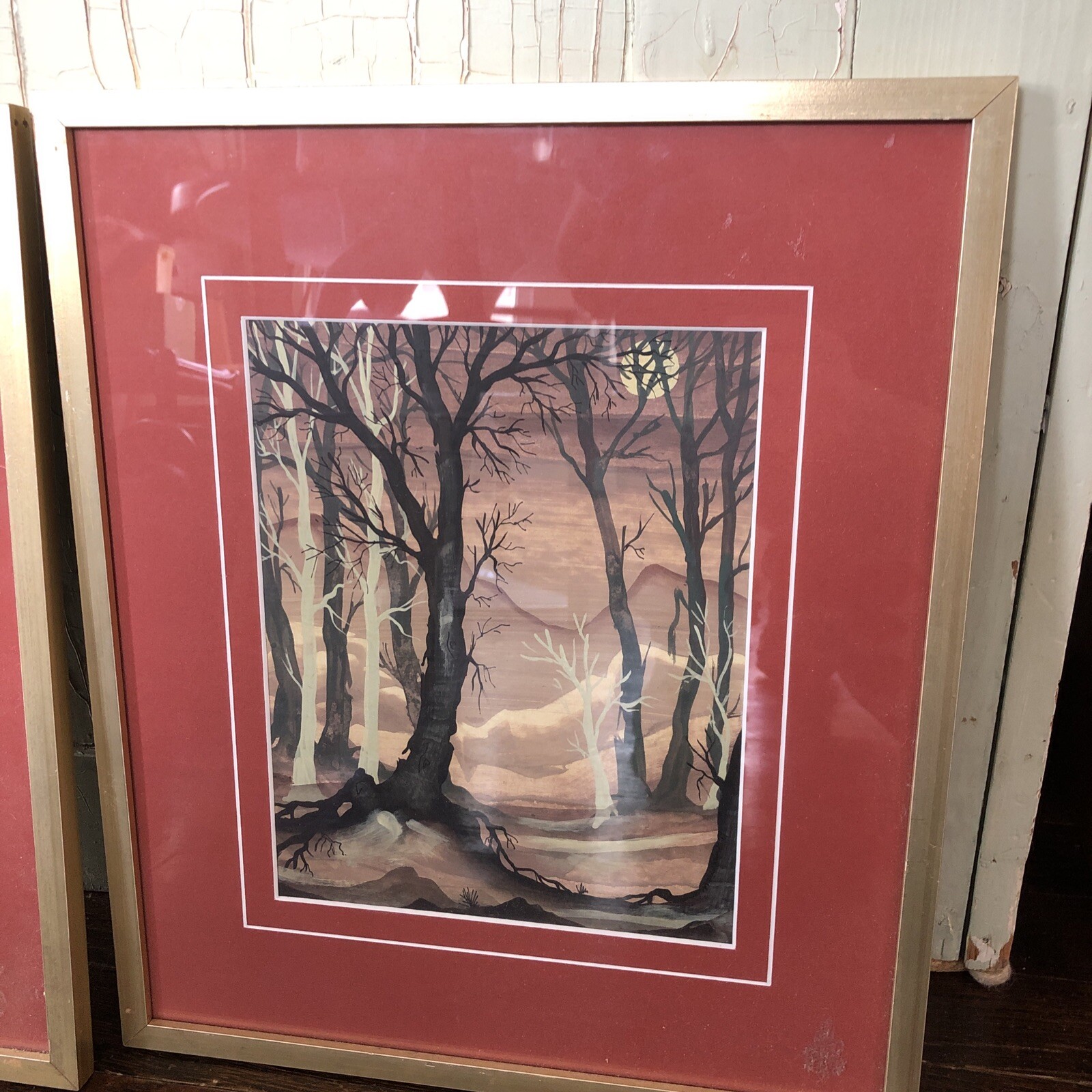 Two (2) Vtg MICHAEL SALMON New Zealand Australia Trees Paintings 1979 Watercolor
