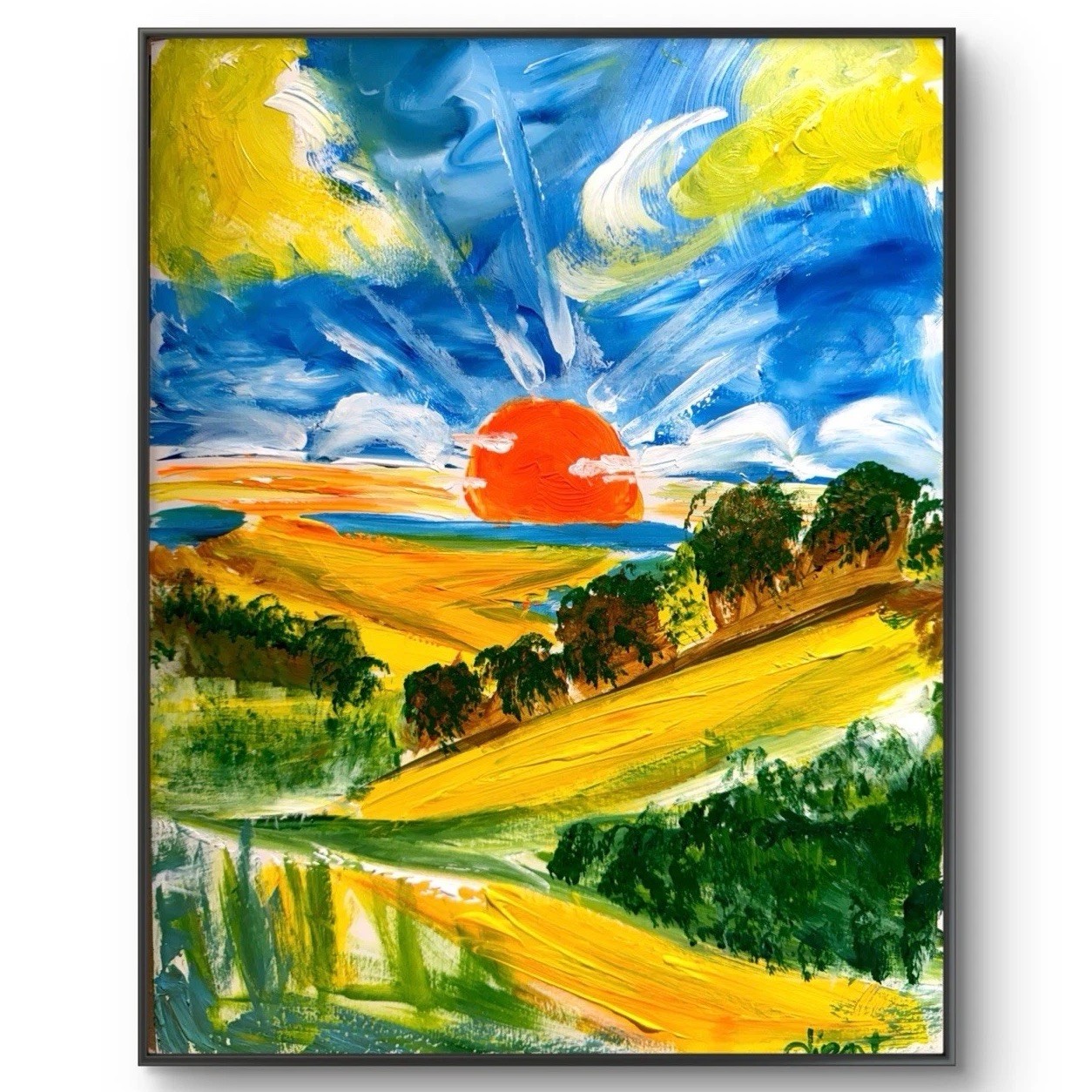 Original Art Landscape 11×14 Paper Expressionism Pop Art Abstract Painting