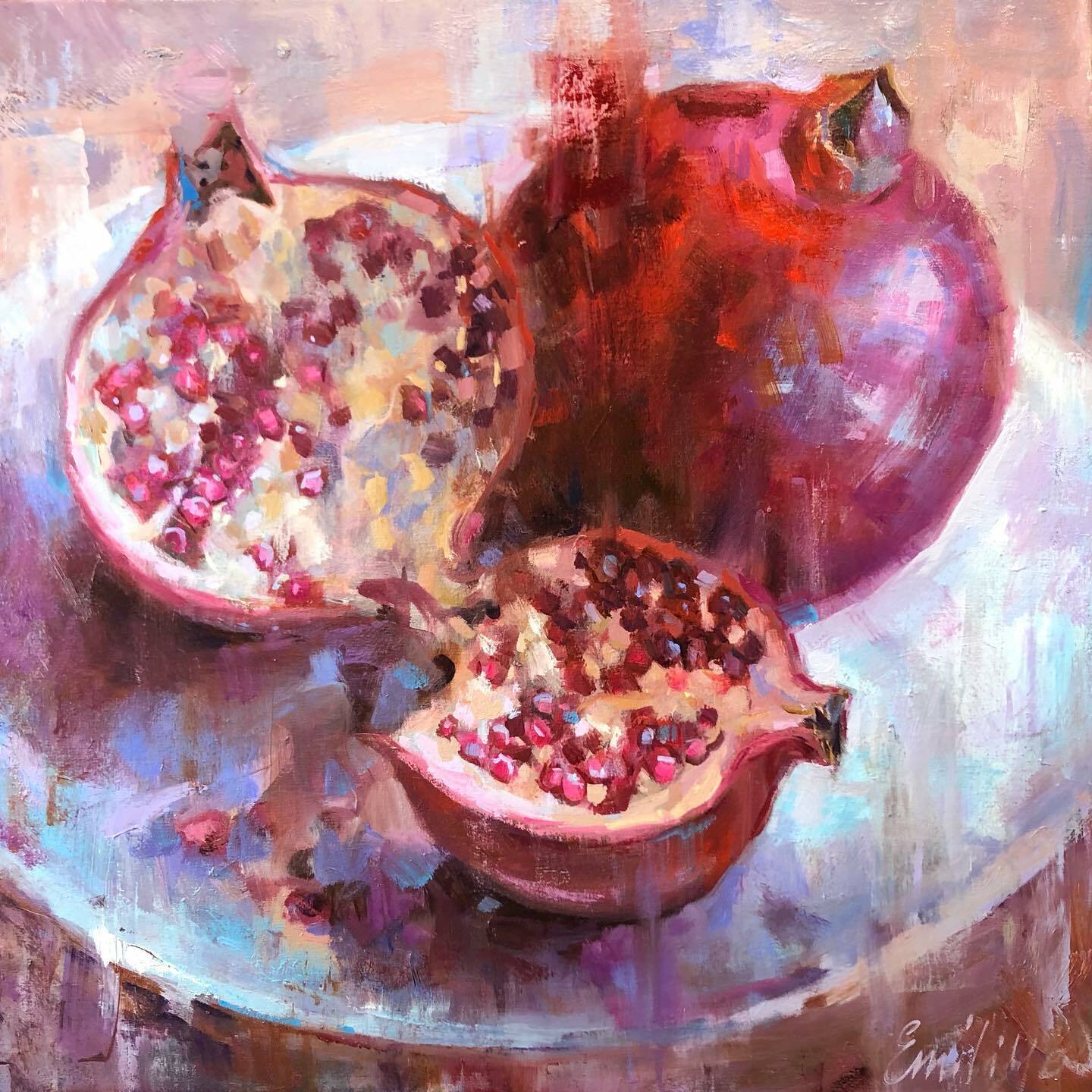 Pomegranate oil painting original art unframed signed impressionism art