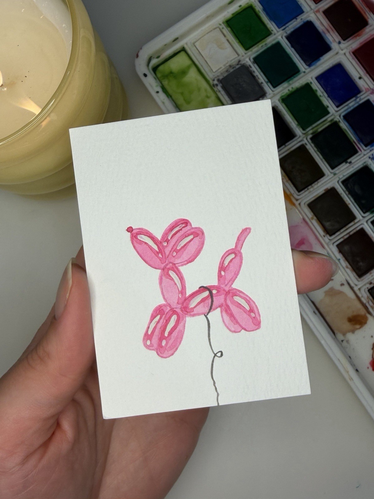 ACEO Original 2.5×3.5in /Balloon Dog/ Mini Art