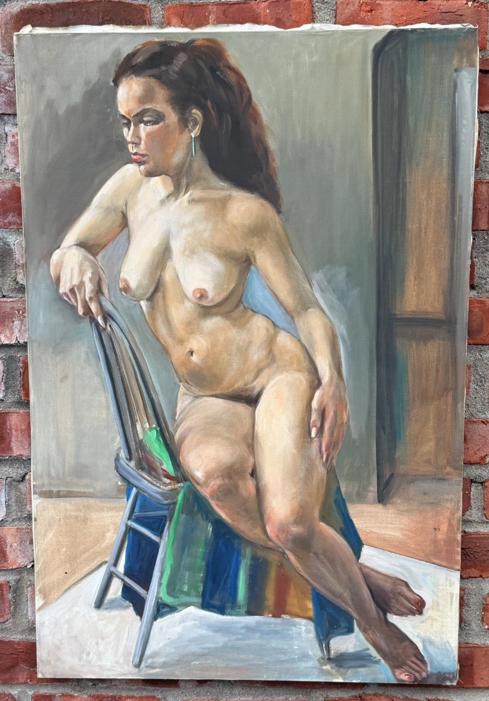 Woodstock School O/C Portrait Painting Of A Woman In Chair. Louis Witkin Estate