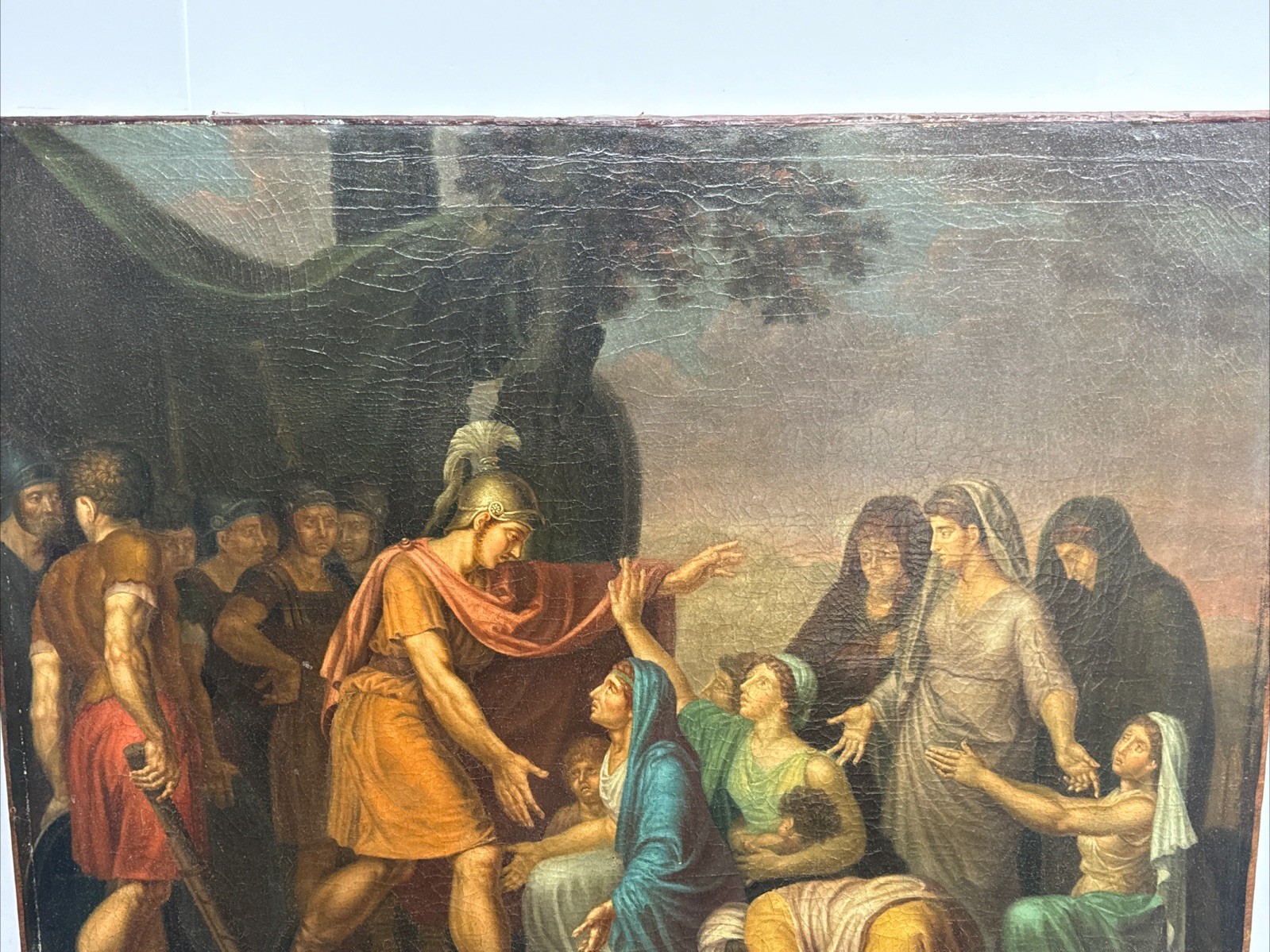 LARGE OLD MASTER PAINTING ANTIQUE ICON RELIGIOUS BIBLICAL RESTORATION PROJECT