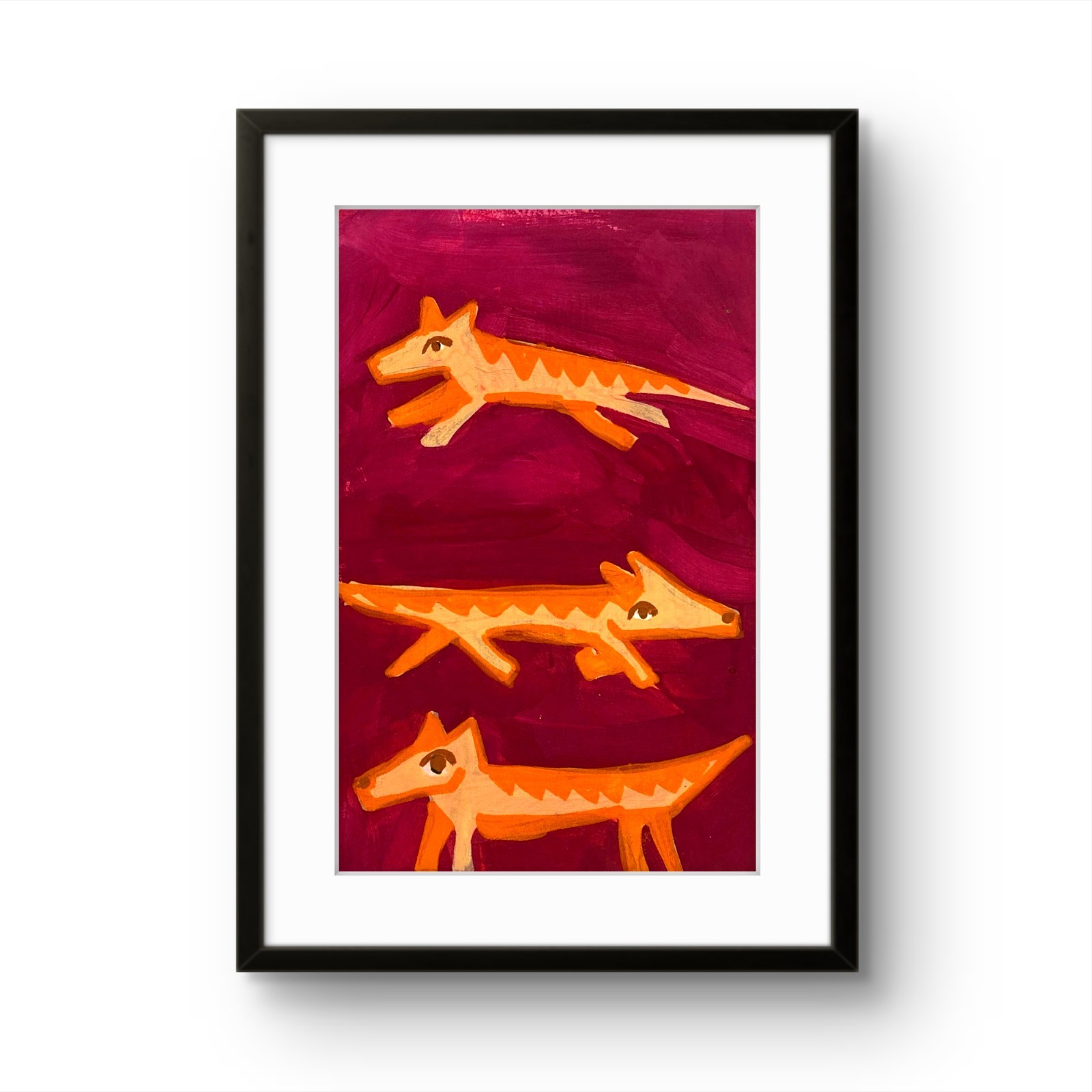 PORTIA Original – Tasmanian Tiger Trio I – 12x18cm – Thylacine Painting Tasmania