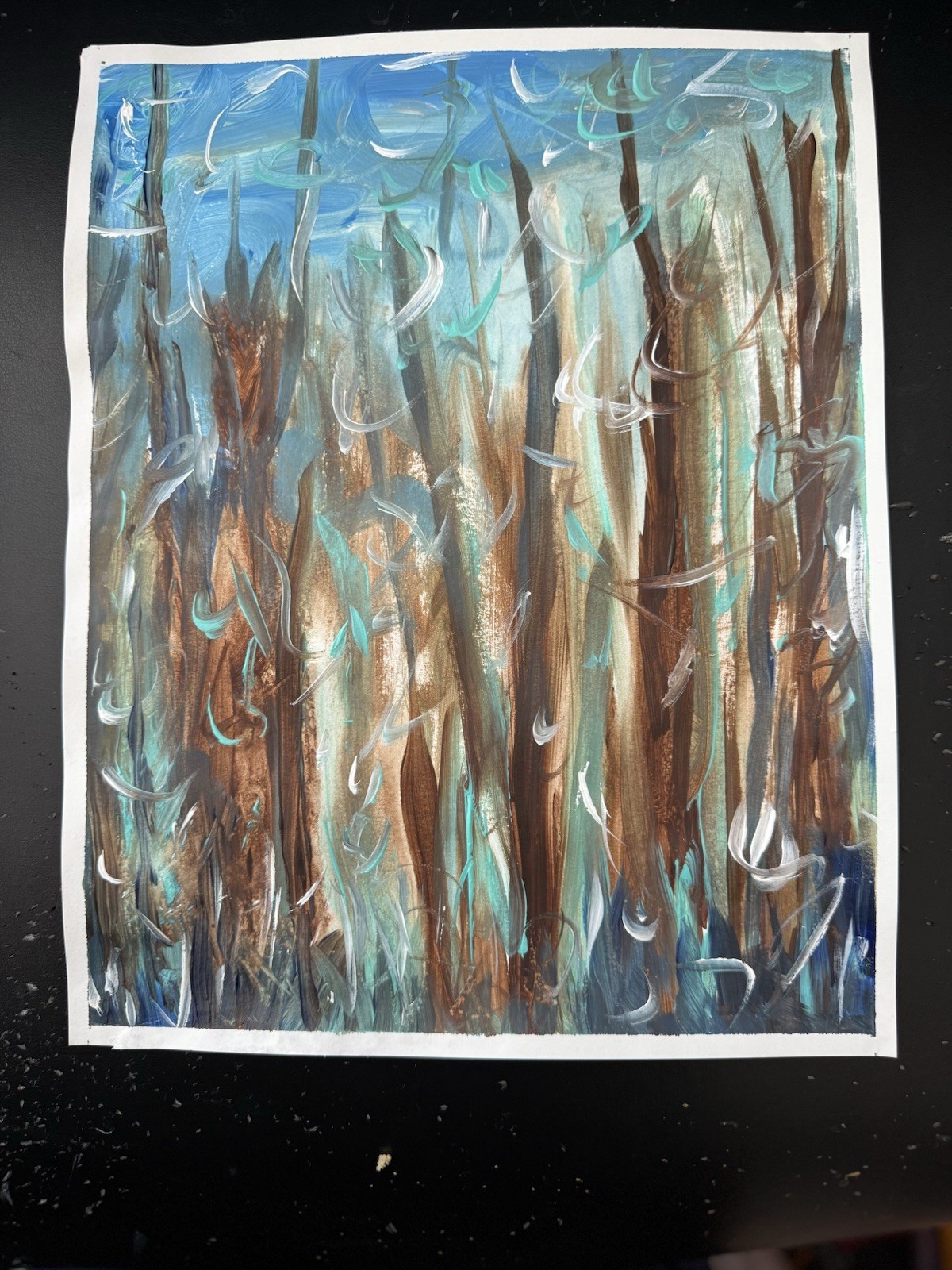ART JOY -EUNIE 11 X14” Acrylic Paper Original Art Expressionism LANDSCAPE 26001P
