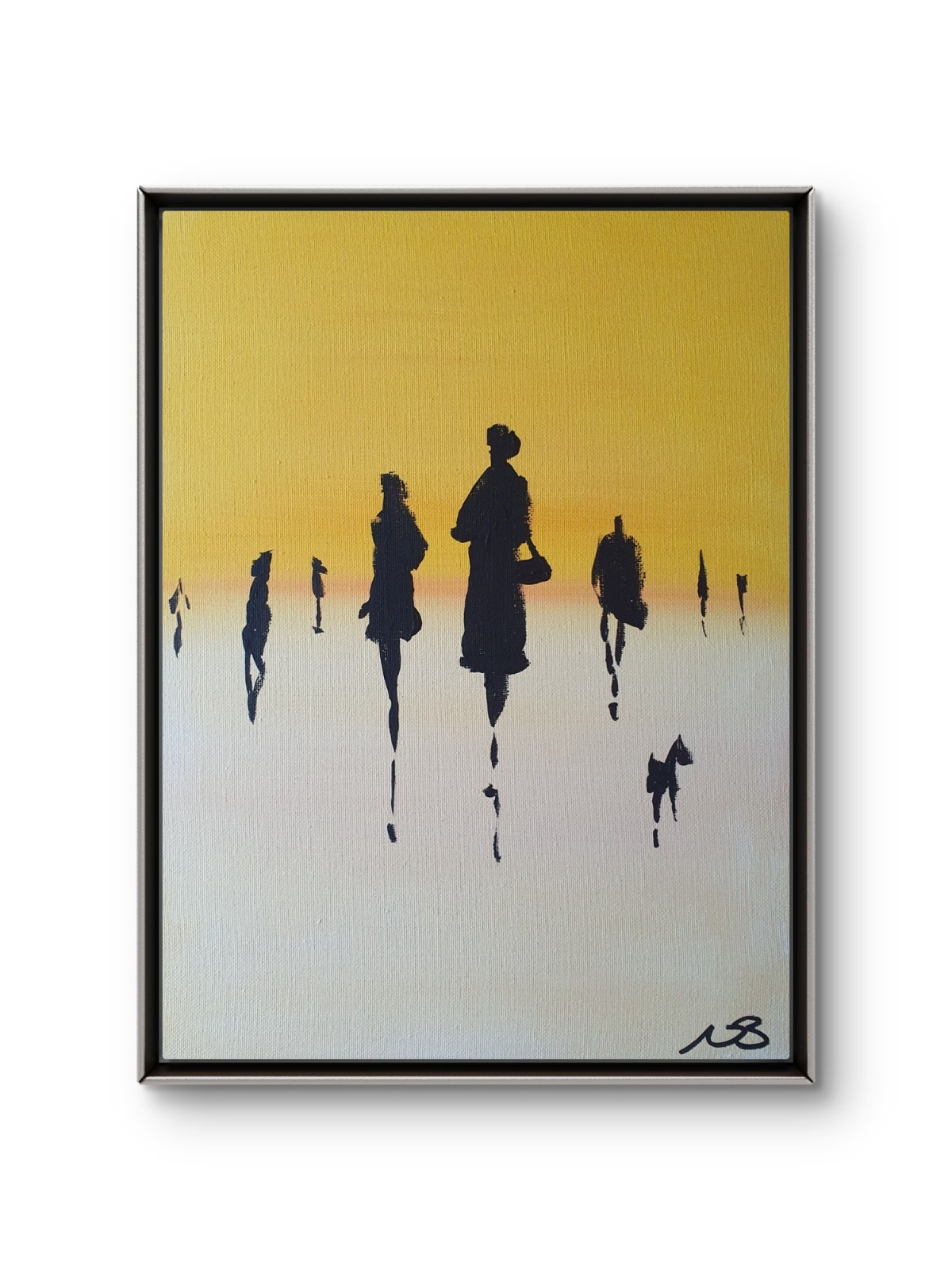 ORIGINAL ABSTRACT 12×16 PAINTING WARM TONES HORIZON HOME DECOR ACRYLIC CANVAS