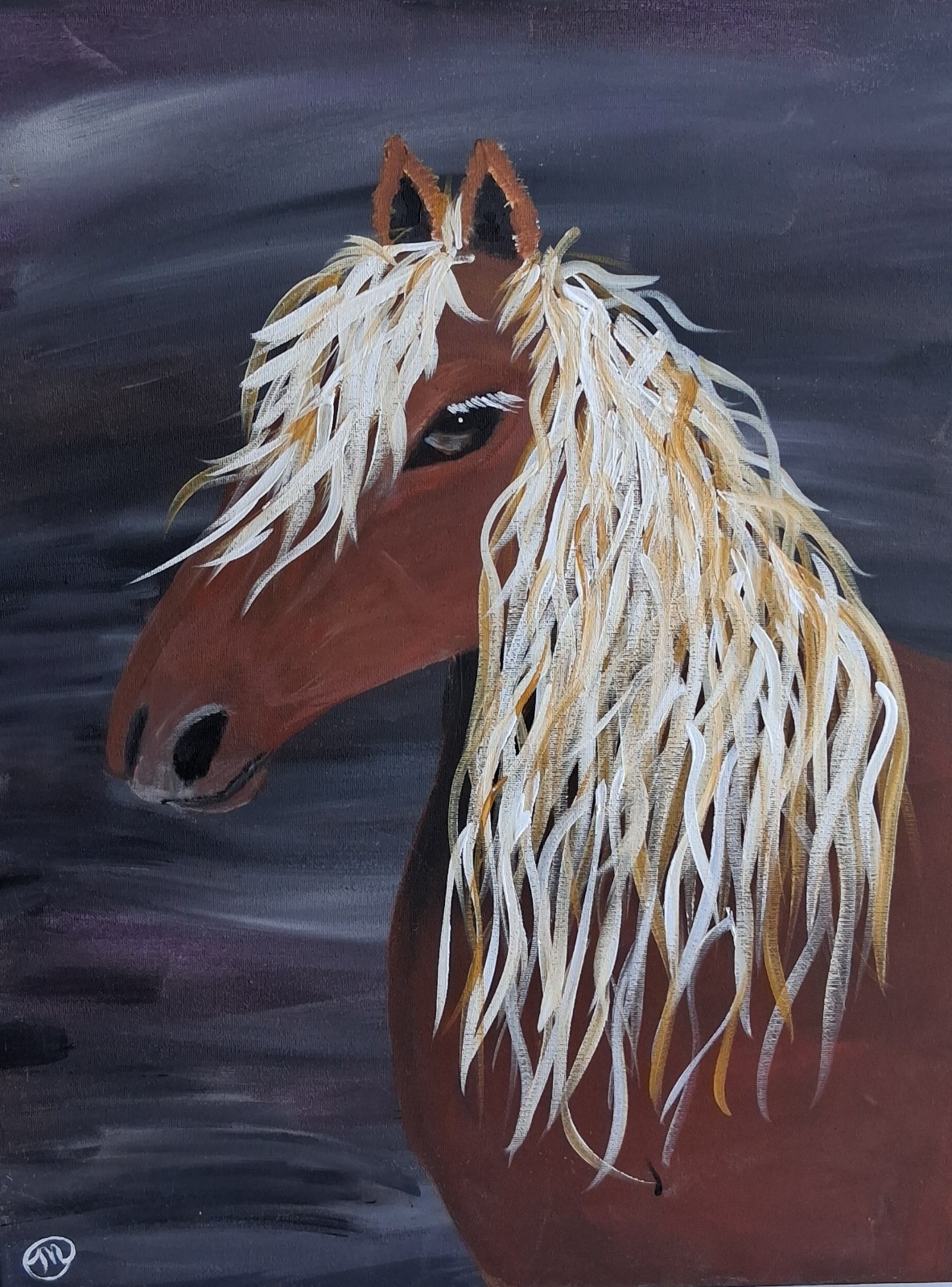 Original acrylic painting- horse on canvas 16x20x0.5 in, wall decor,