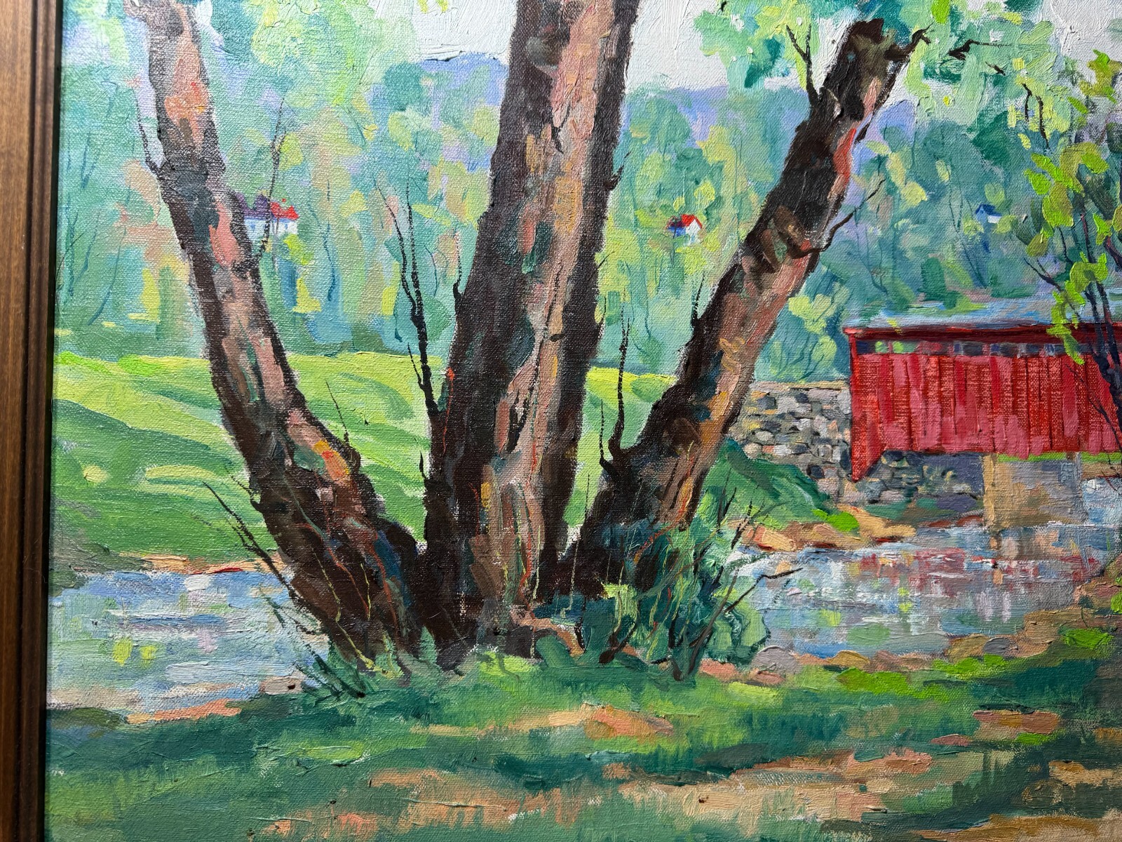 Richard D. Schultz (1915 – 2007) «Bogert’s Covered Bridge, Lehigh» Oil Painting