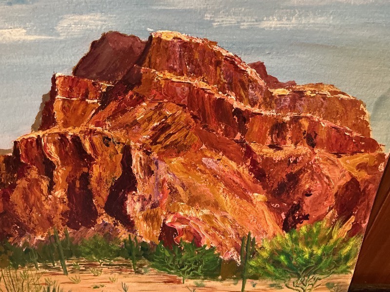 Signed Original Desert Landscape Painting, Superstition Mountain, Mesa, Arizona