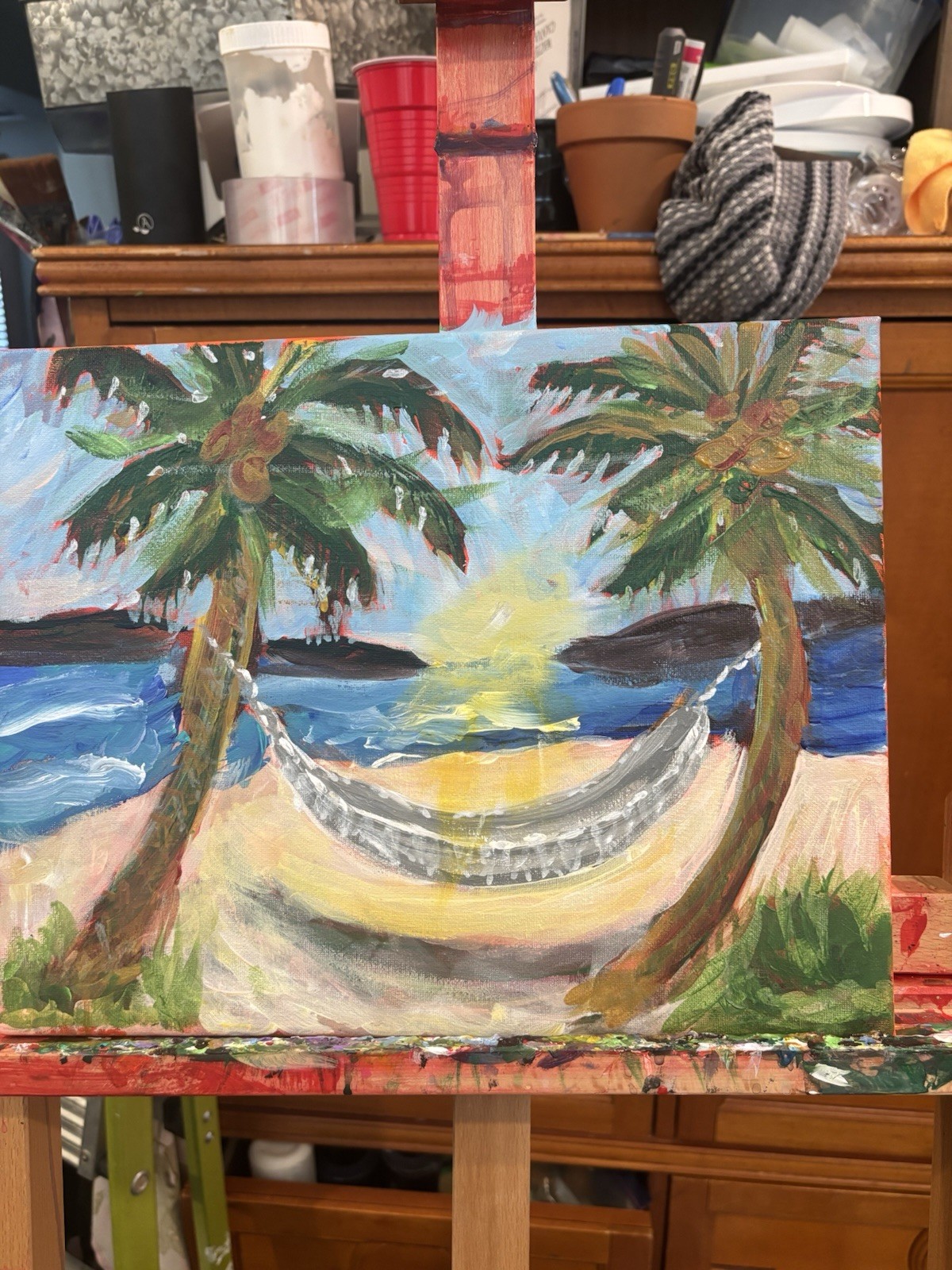 Landscape Impressionism Palms Сanvas wall art signed 11×14 Original Brand New