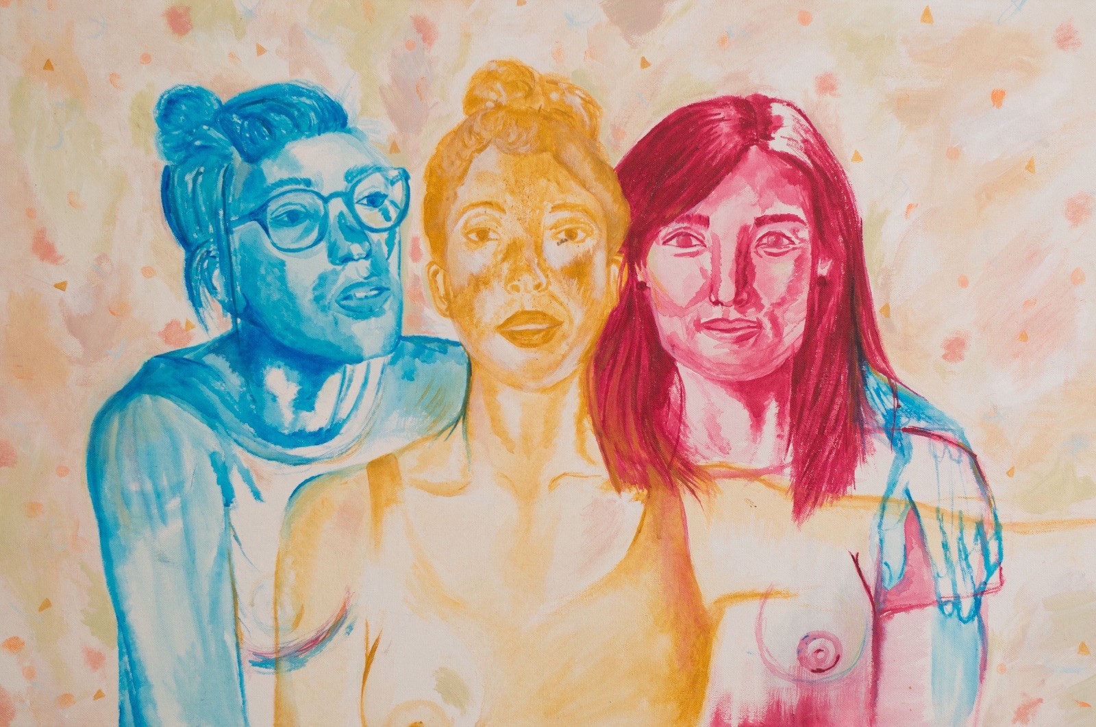 «Three Women» Direct from Artist – Portrait Original Acrylic Painting 24 X 36