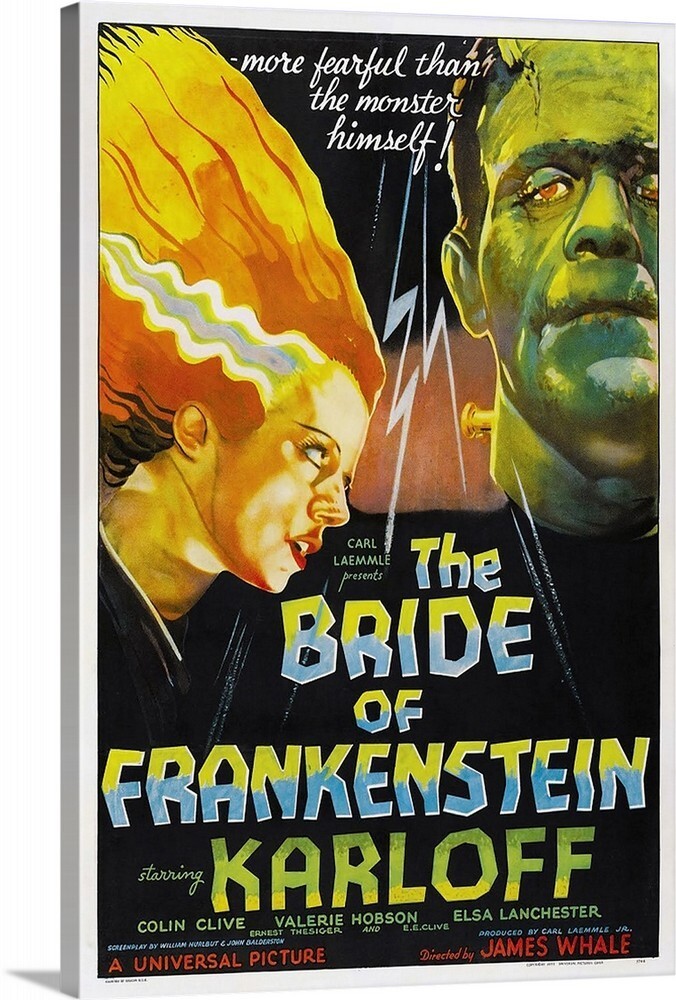 Canvas Wrap Giclee Art Bride of Frankenstein Movie poster 16 x 24 Retro 1930s