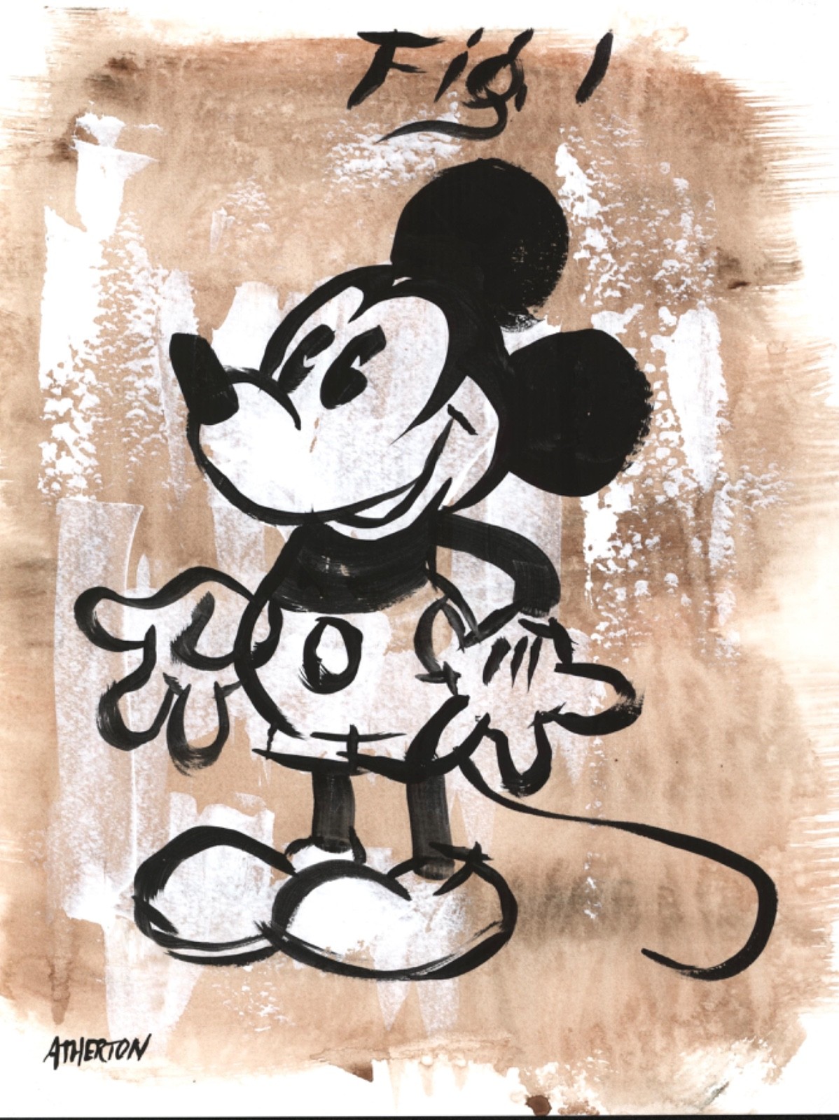 Atherton 9×12 Original Pop Art Original Mouse Painting «Fig. 1 Mickey 1» signed