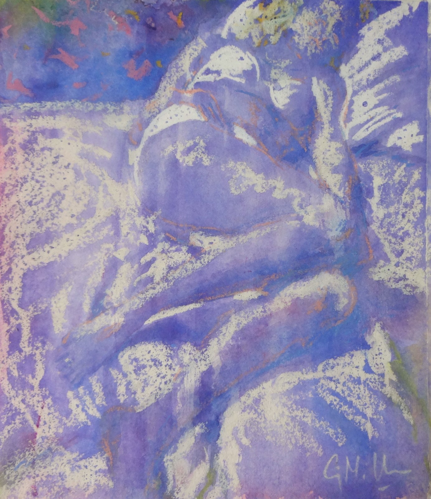 GERRY MILLER. “Reclining Woman”. Watercolor painting on paper. 23 x 29cm.