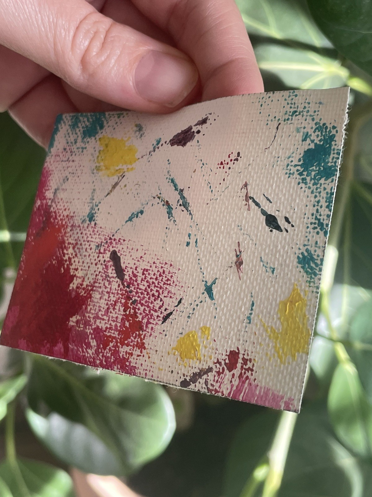 1980s inspired Abstract palette knife painting original ACEO colorful OOAK retro