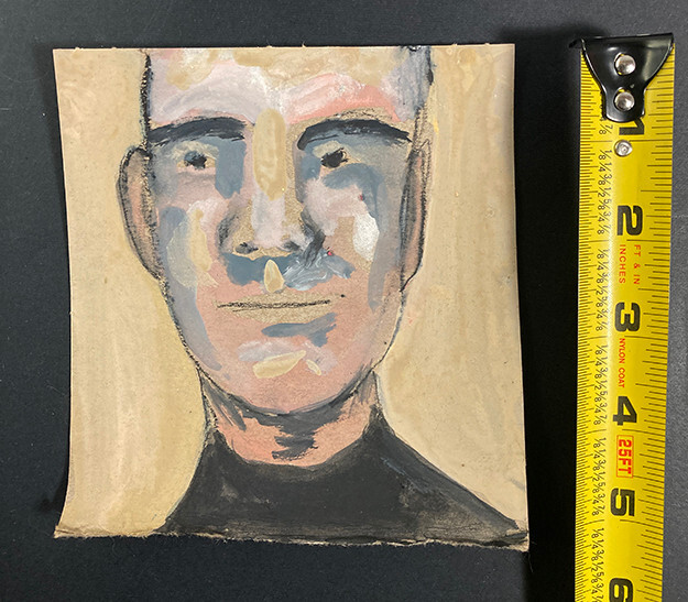 Portrait Painting Original Small Unique Man Naive Outsider Art Miz Katie
