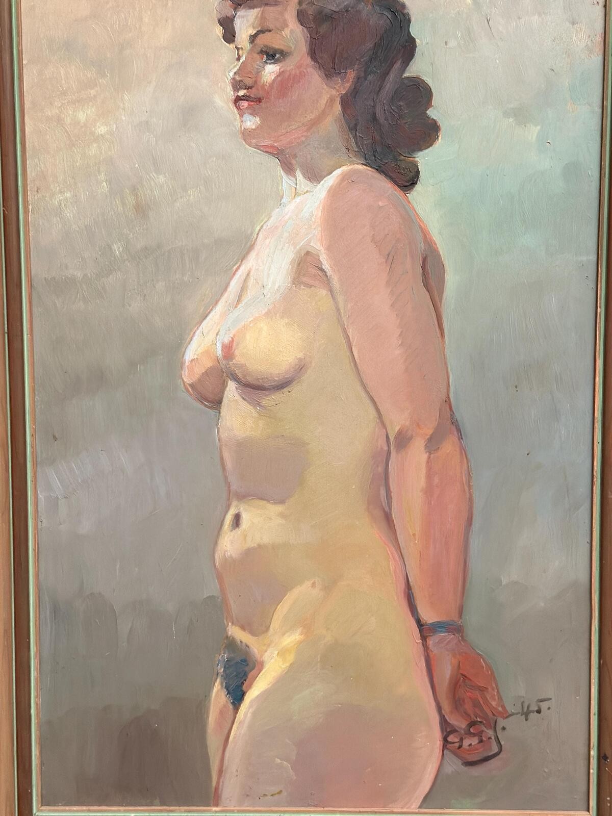 Swedish Oil on Panel – “Nude Study” attributed to Gustaf Gunnar Johansson 1945