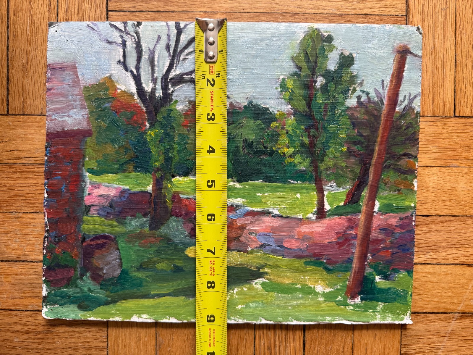 Vintage Painting Acrylic On Cardboard Landscape 9 x 11 Peter Feldman OOAK