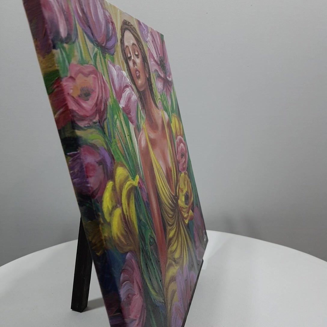 Ukraine Artist Original Acrylic Painting Woman Canvas Signed Wall Art Decor Gift