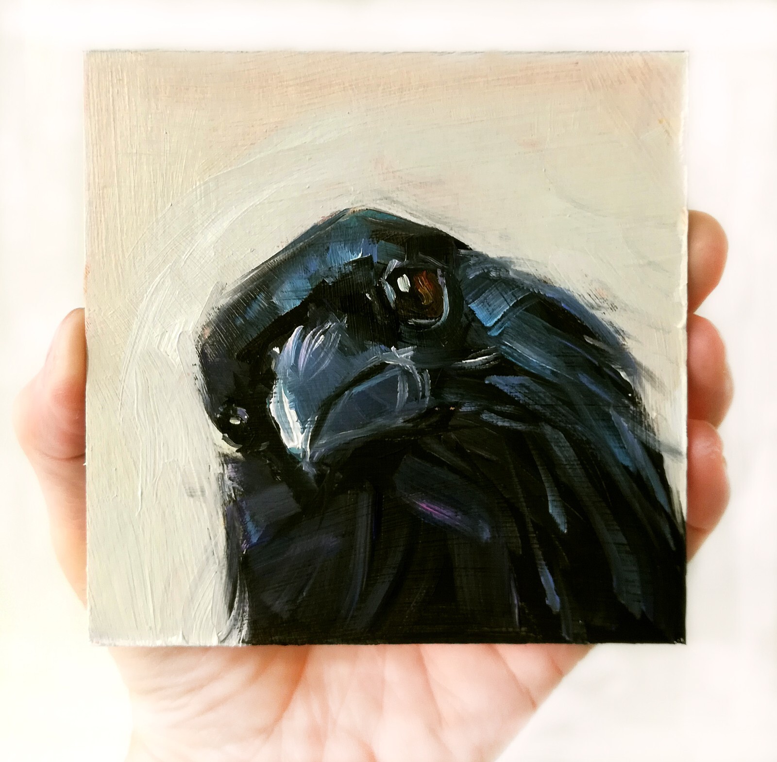 Original Oil Painting Crow Raven Art Black Bird Impressionism MADE TO ORDER