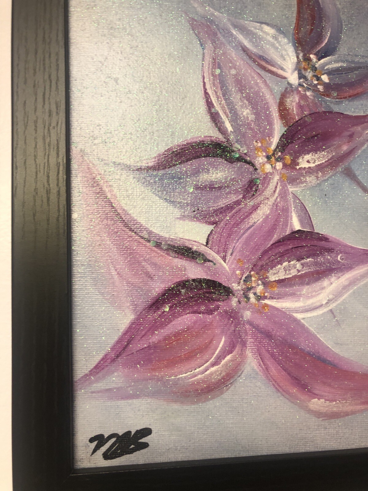 ‘Diamond Dust’, Acrylic On Canvas Floral Abstract Painting, 10”x8”