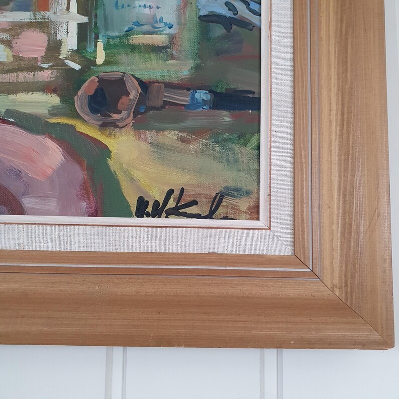 Uno Hubert Karlsson 1950s Vintage Swedish Mid Century Oil Painting Original Art