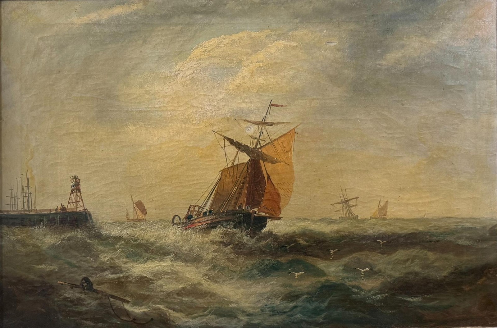 W Rogers 19thC Maritime Landscapes a Pair Large Oil Paintings British Scol c1890