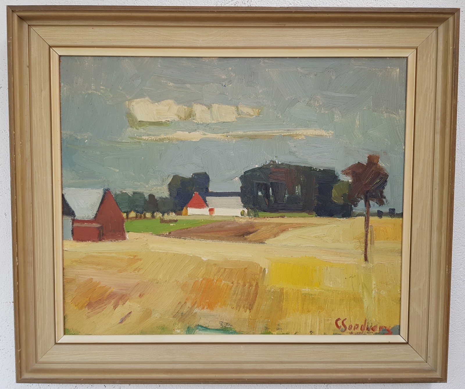 No.: 774 oil painting artwork with frame painting oil painting village field abstract