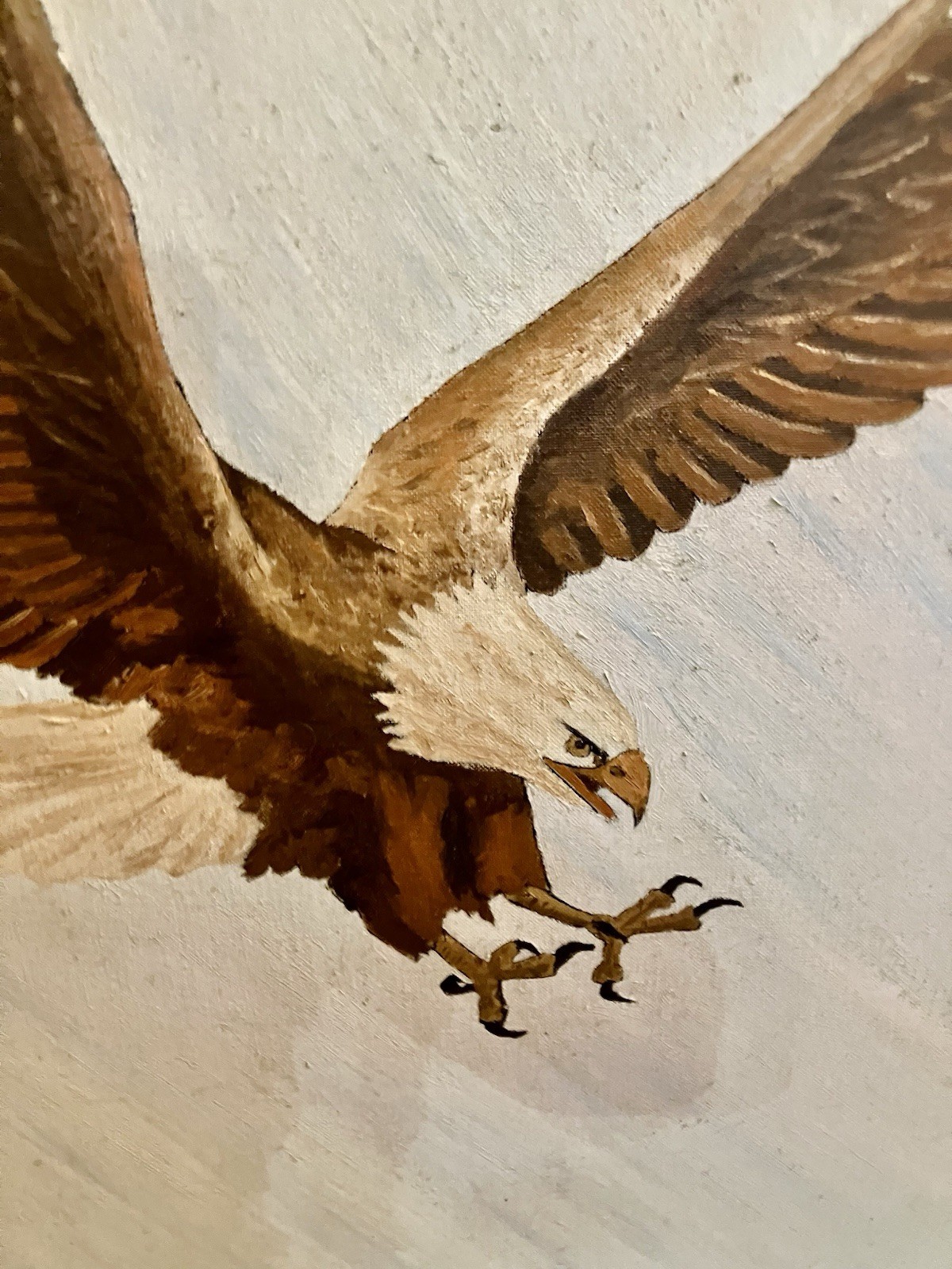Original Oil on Canvas Titled, «Pouncing Eagle in Flight» by DG Pennachio, 1983