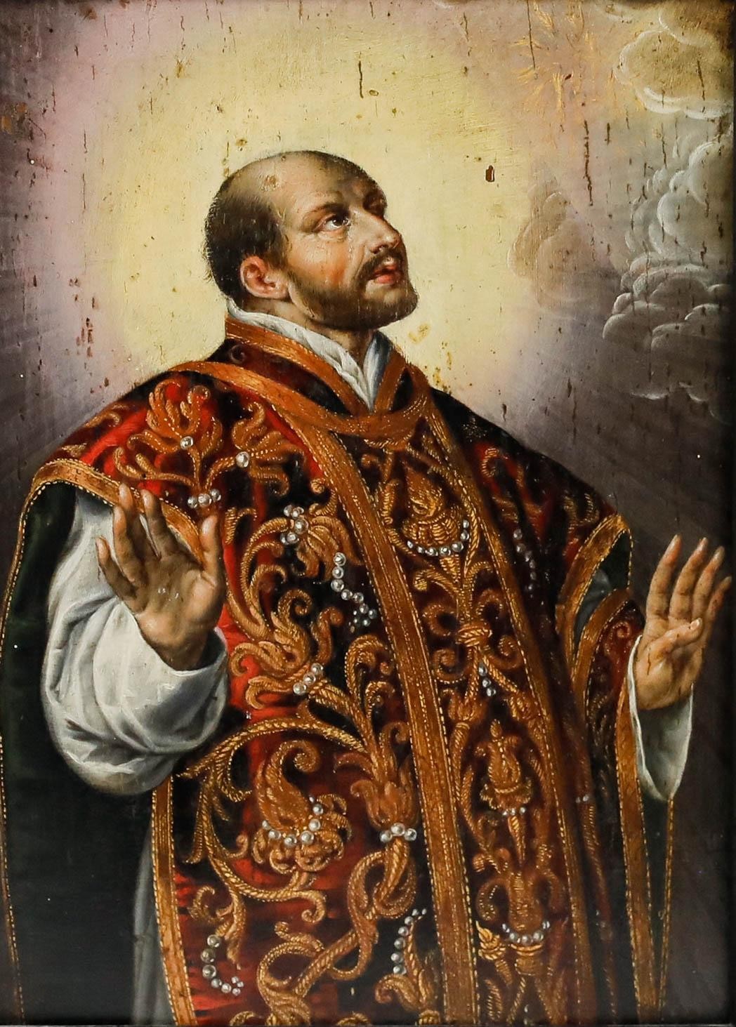 After Peter Paul Rubens (1577-1640) – 19th Century Oil, Saint Ignatius of Loyola