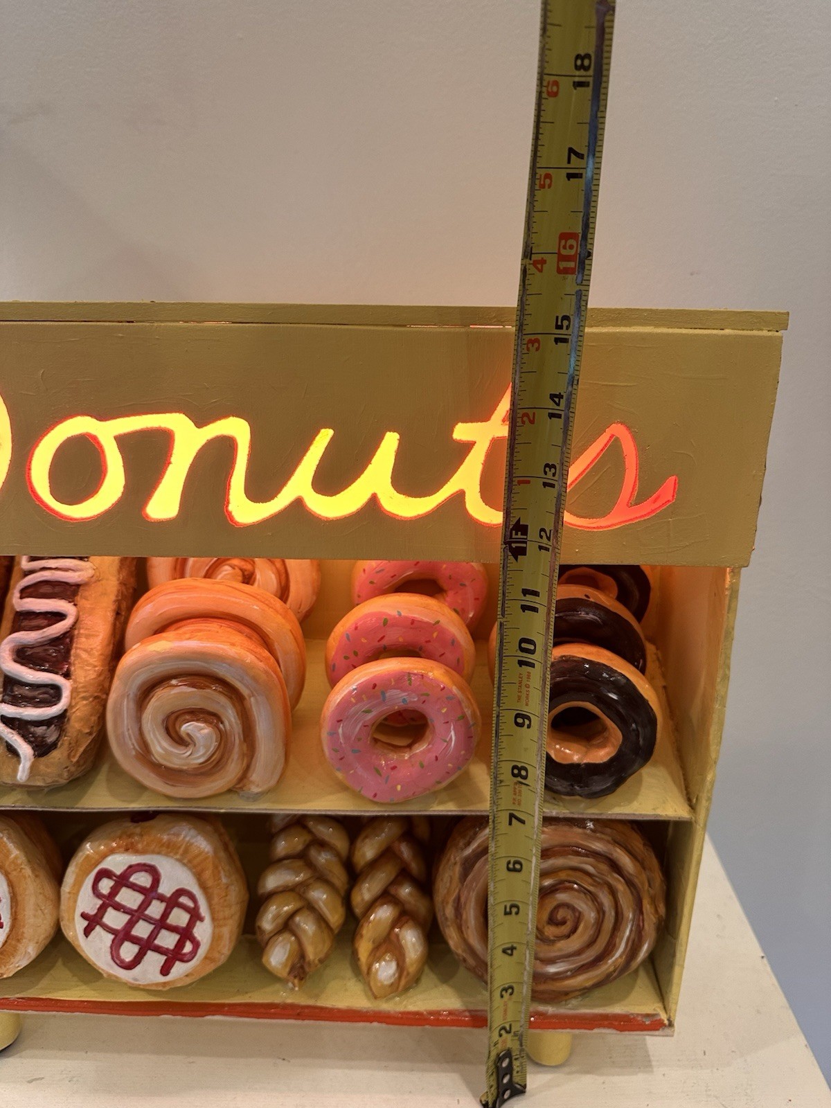 DONUTS POP ART Light Up Sign Sculpture Artist Signed Trinja Henrickson